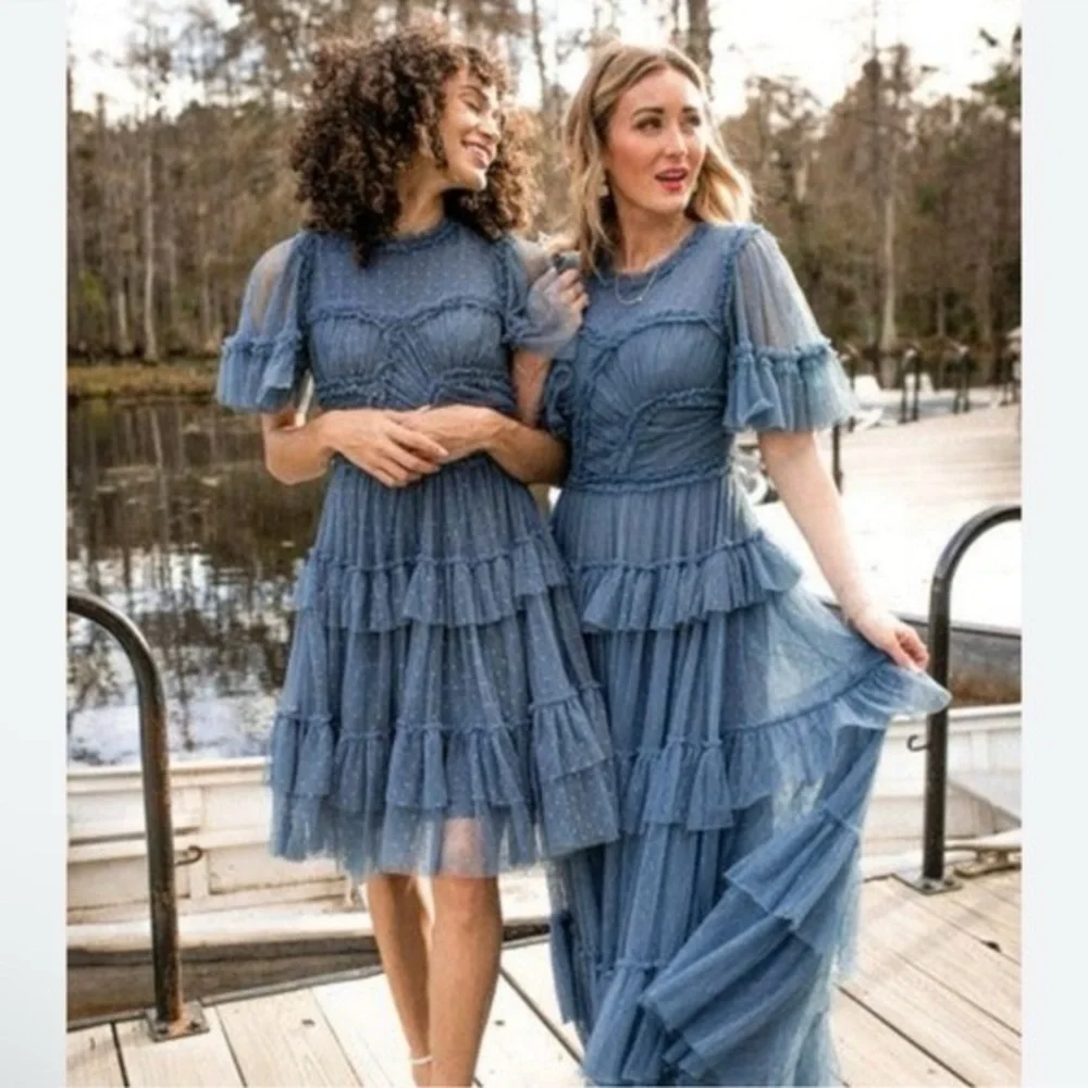 IVY CITY CO NWT slate blue LONG whimsical tulle party dress 3X - Picture 1 of 4